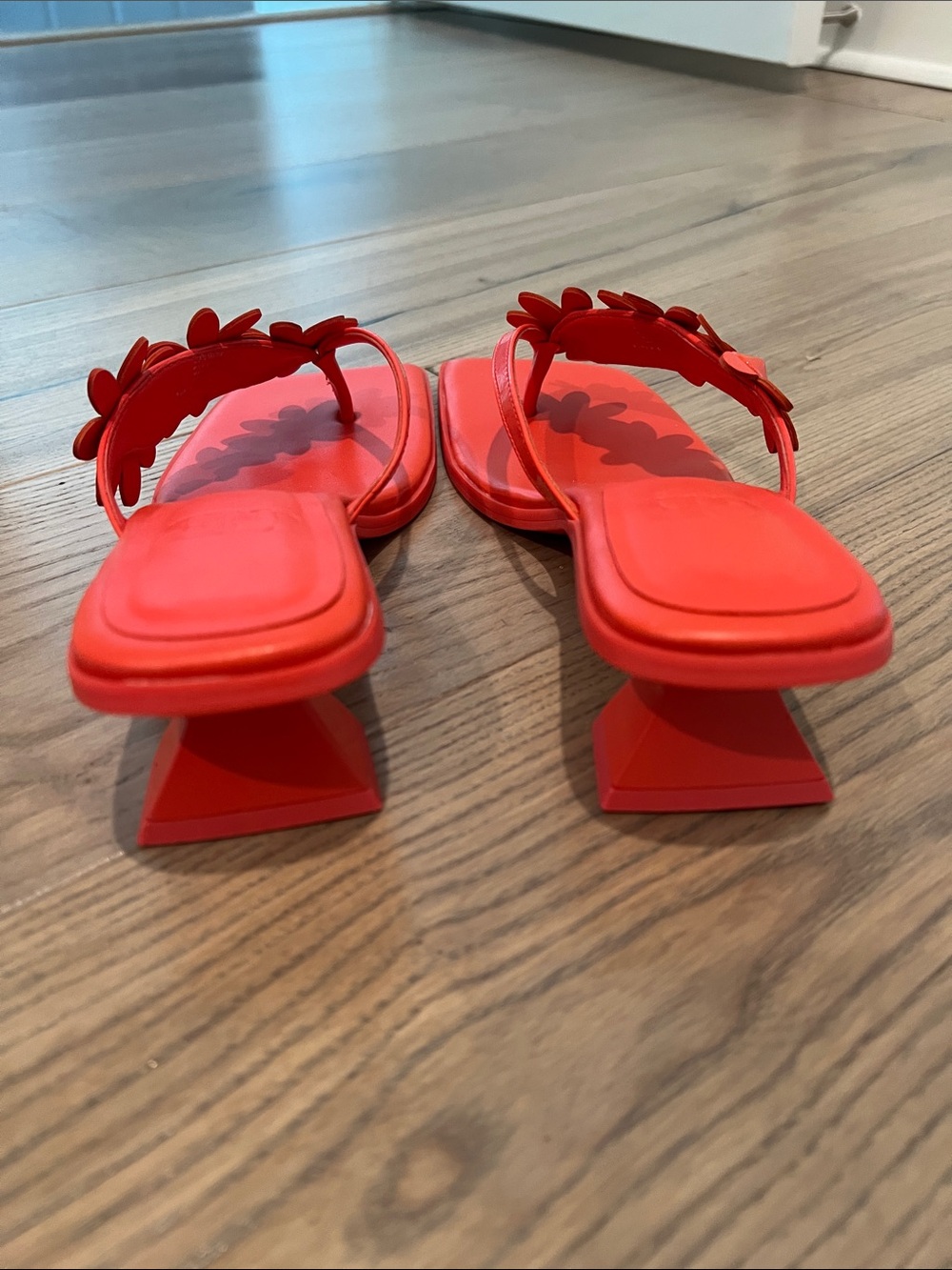 Gianni Bini Orange Floral Square-Toe Slide Sandals - Picture 2 of 4